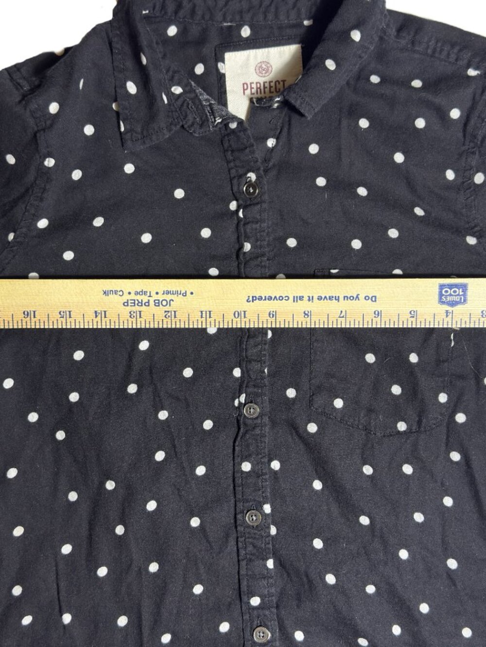 Women's SO Perfect Shirt - Black w/ White Polka Dot Button Up - Size Medium - Picture 7 of 7
